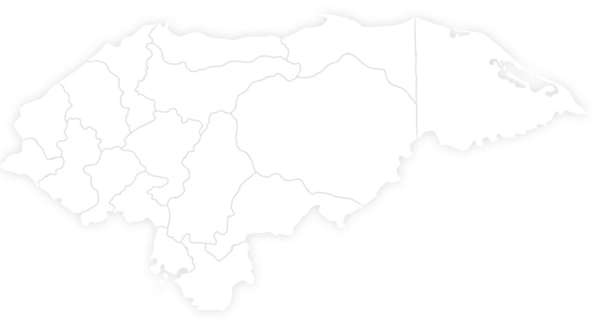 Mapa de Honduras con sus divisiones departamentales